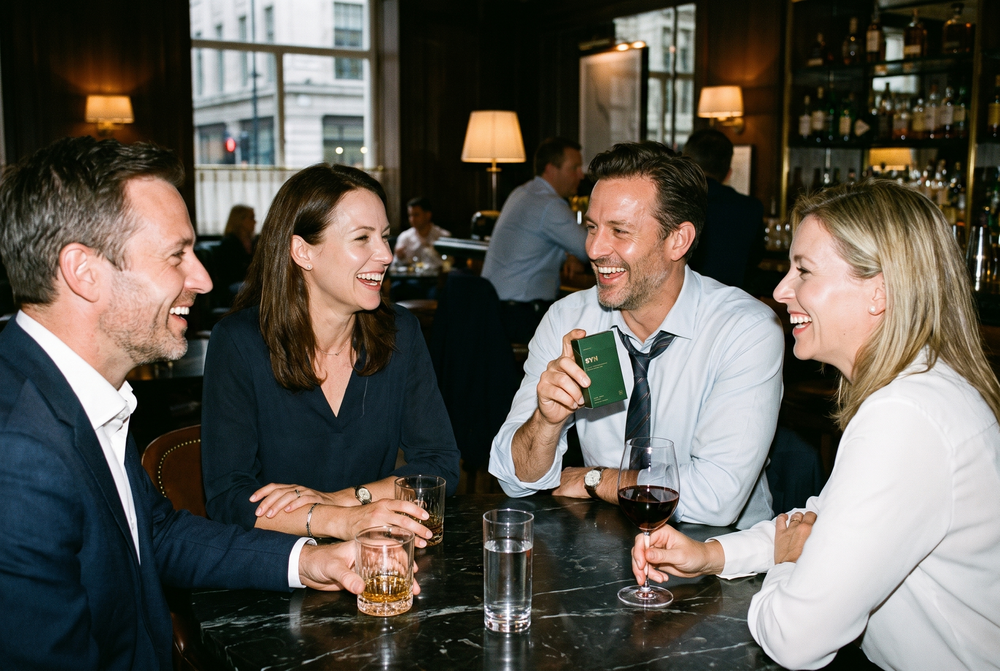 Friends at dinner, before the first drink