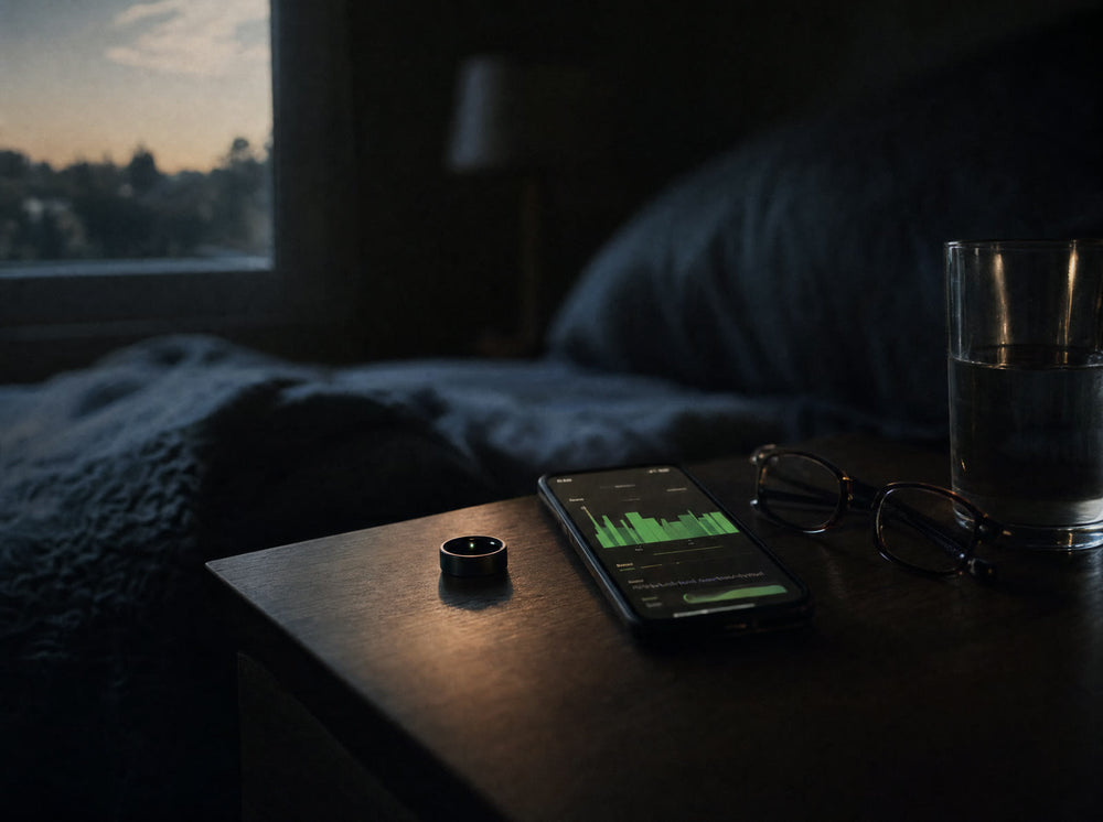 Sleep data on a phone at the bedside