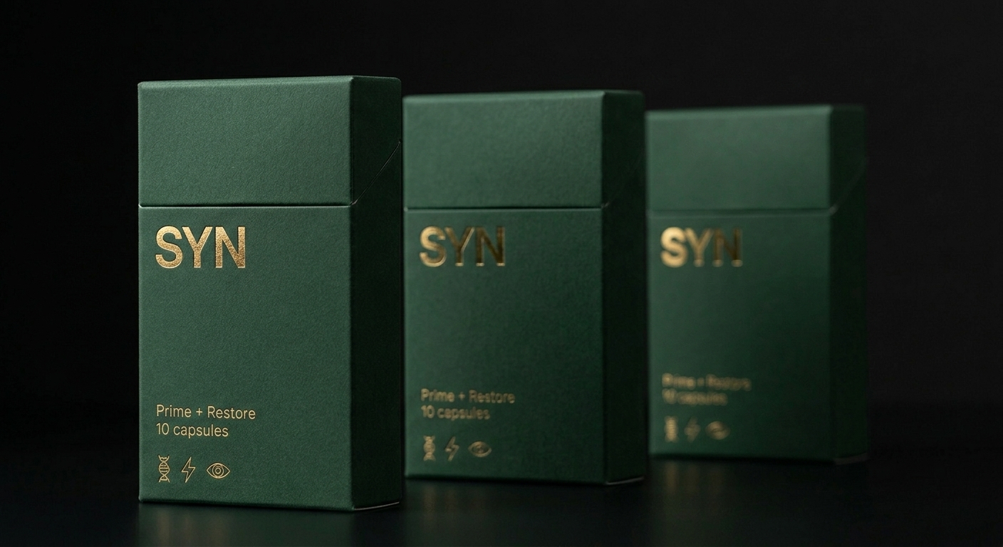 The full SYN stack — three cartons